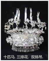 Ethnic wind headgear Miao silver hat Dong silver jewelry National stage dance performance costume Leishan hat Hundred Flower silver hat