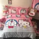 Bông Hello Kitty gia đình kt bốn chải Holle bông chăn chào con mèo cô gái cô gái Sheets - Bộ đồ giường bốn mảnh