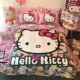 Bông Hello Kitty gia đình kt bốn chải Holle bông chăn chào con mèo cô gái cô gái Sheets - Bộ đồ giường bốn mảnh