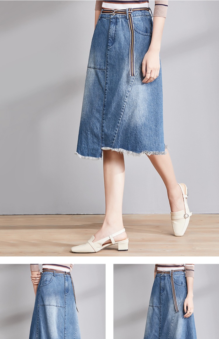 [99 nhân dân tệ mới] Váy denim váy nữ dài 2019 xuân mới bất thường váy eo cao - Váy chân váy chữ a dài