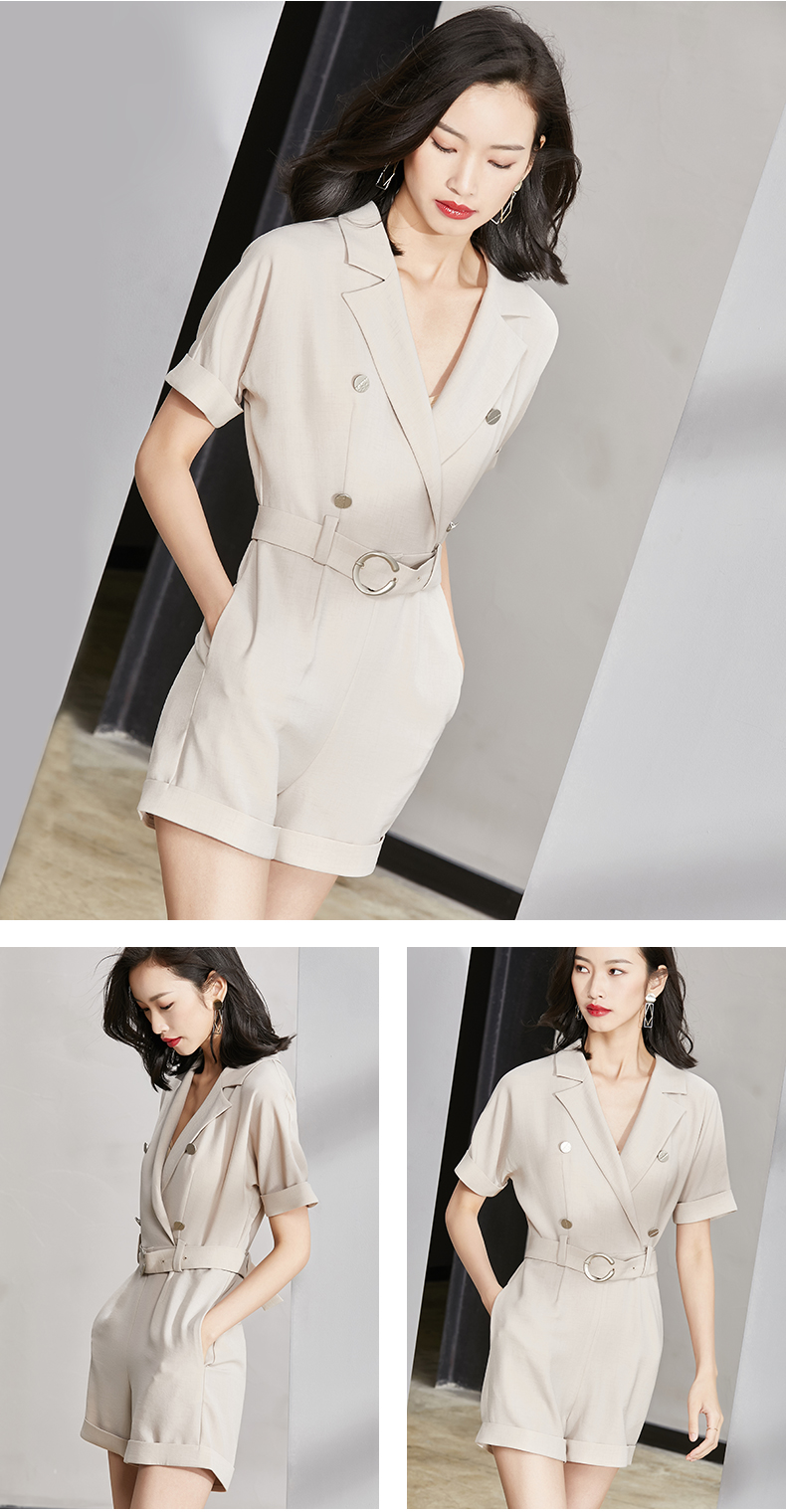 [136 nhân dân tệ mới] Fan Ximan 2018 mới jumpsuit mùa hè cao eo là mỏng phù hợp với cổ áo nữ quần short chuyên nghiệp quần áo nữ đẹp