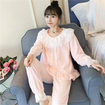 Pajamas female winter coral velvet thickened cute princess flannel warm sweet velvet can wear home clothes autumn