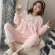 Bộ đồ ngủ nữ mùa đông san hô nhung dày flannel ngọt ngào dễ thương có thể mặc bên ngoài phiên bản Hàn Quốc của công chúa gió nhà mùa thu bộ đồ mặc nhà mùa hè