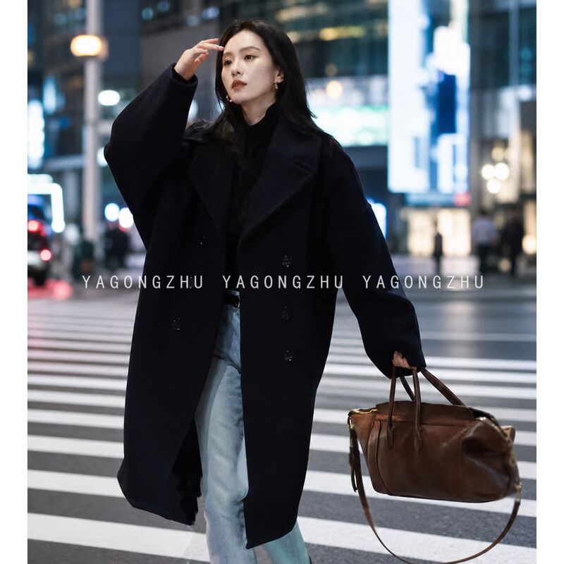 Liu Shishi's Same Style Dark Blue Long Coat Jacket 5 Liu Shishi's Same Style Dark Blue Long Coat Jacket 5