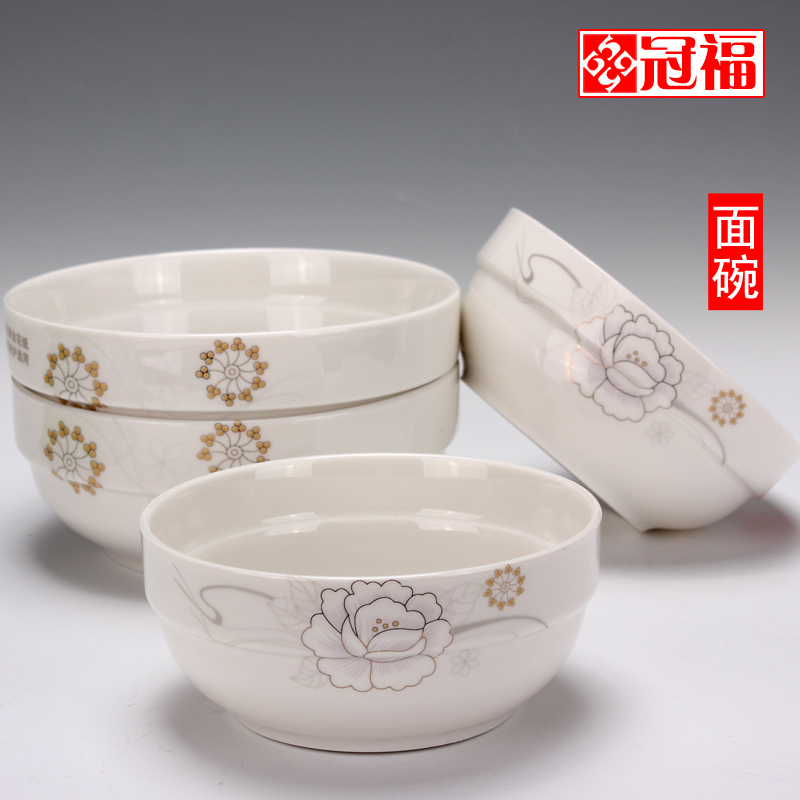 Bộ đồ ăn bằng gốm guanfu Trang chủ vương miện Fujin ngọc cạnh bát cơm phở bát bát đĩa bát đĩa bát đĩa bộ bát đĩa hàn quốc