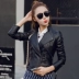 2018 mới mùa thu da của phụ nữ áo khoác Hàn Quốc phiên bản của mỏng xe máy quần áo đoạn ngắn hoang dã giản dị PU đứng cổ áo áo khoác da Quần áo da