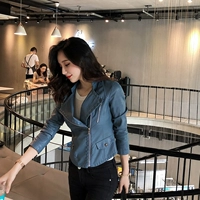 Nornsley pu leather nữ short nữ 2019 phiên bản Hàn Quốc mới của chiếc áo khoác da xe máy dành cho học sinh mỏng áo khoác da