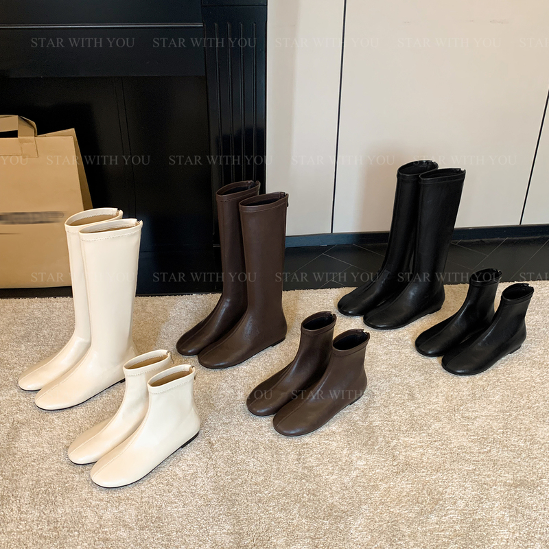 【Star】Inner Height-Increasing Elastic Slimming Versatile Slim Boots with a Minimalist High-End Feel, Mid-High Boots 5cm