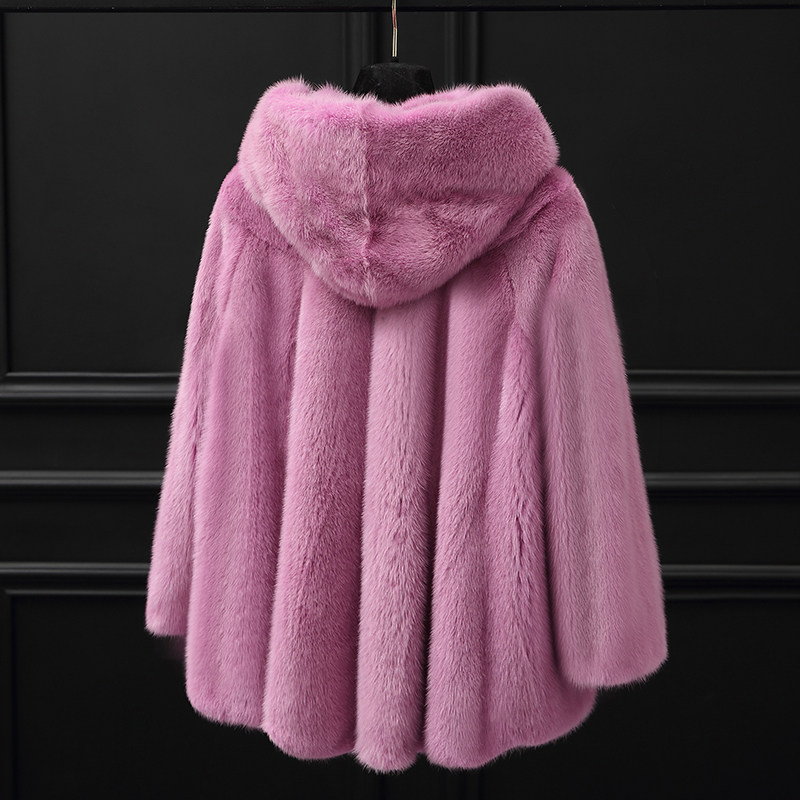 Mink Mink Fur Coat Lady Short-to-cap Tong 2 Fort mink fur coat leather grass women's clothing youthful Fashion