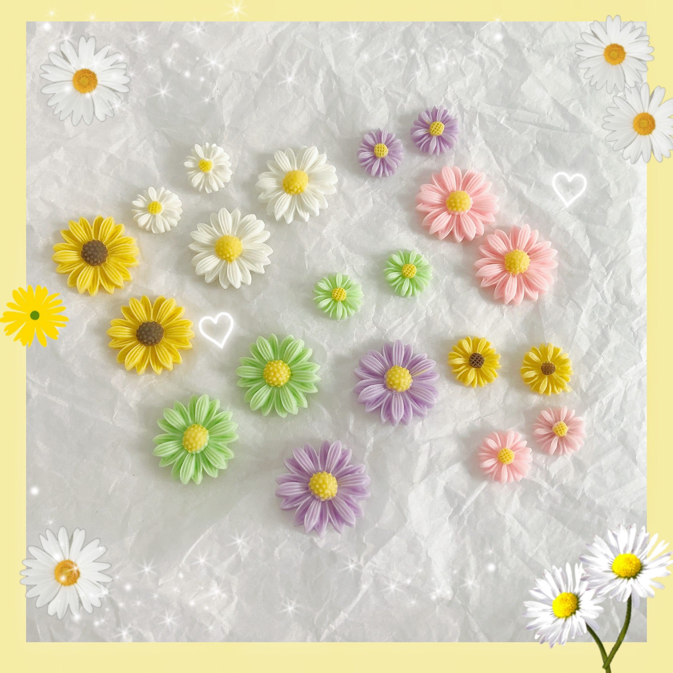 s925 silver needle Elegant Wind Korea Ins Little Clear New Sweet And Cute Candy Color Small Daisy Flower Ear Clip