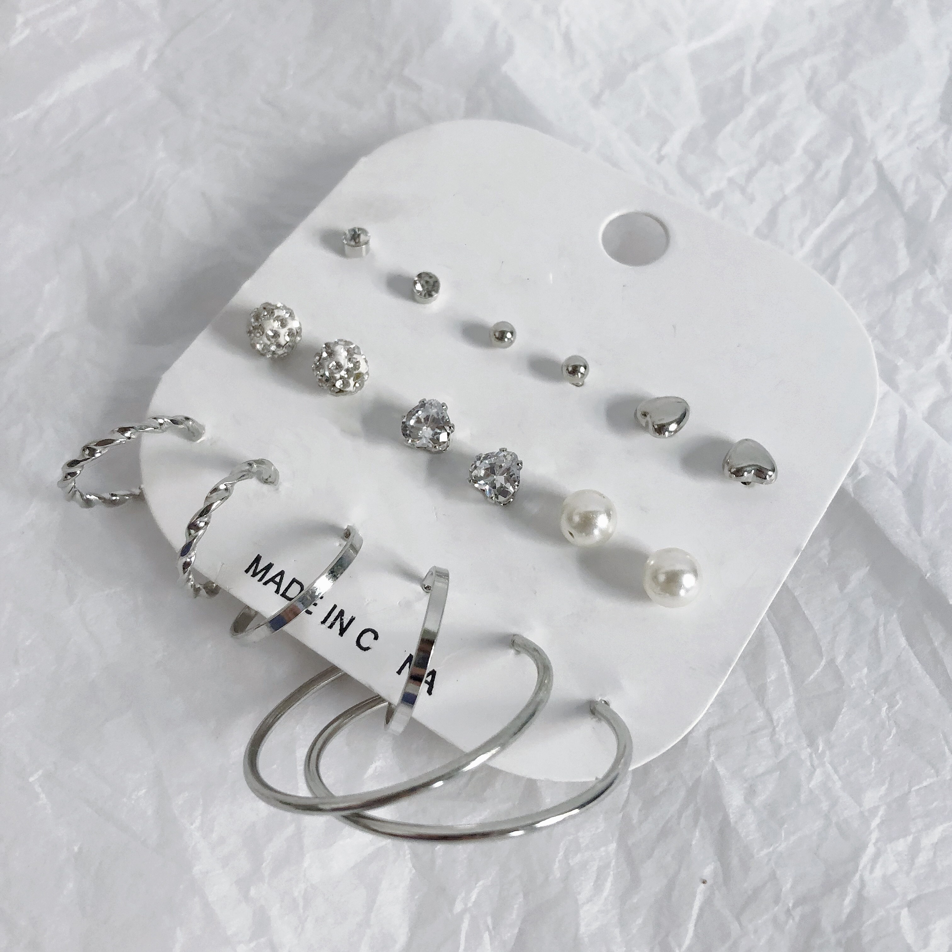 European and American simple fashion mini daily ear pin set combination earrings love pearl earrings women