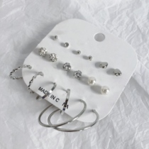 European and American simple fashion mini daily stud earrings set combination earrings love pearl earrings female