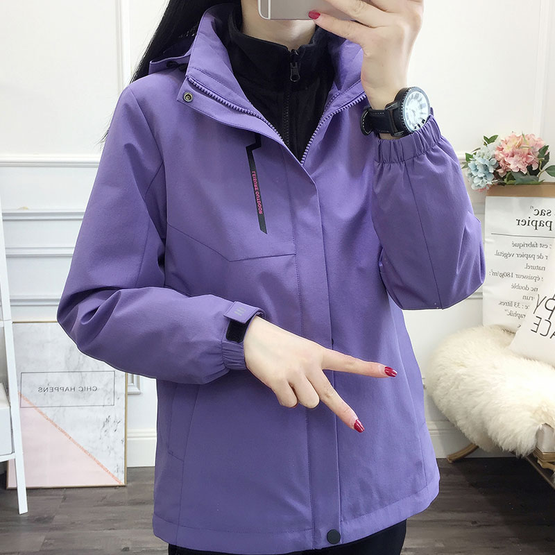 Outdoor submachine clothing autumn and winter for men and women three-in-one two sets detachable couples with a velvet big size group to buy mountaineering
