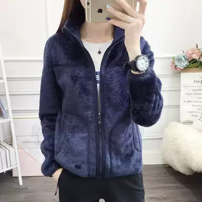 Outdoor sports autumn and winter men and women couples fleece cardigan thickened warm jacket bottoming mountaineering clothes on both sides
