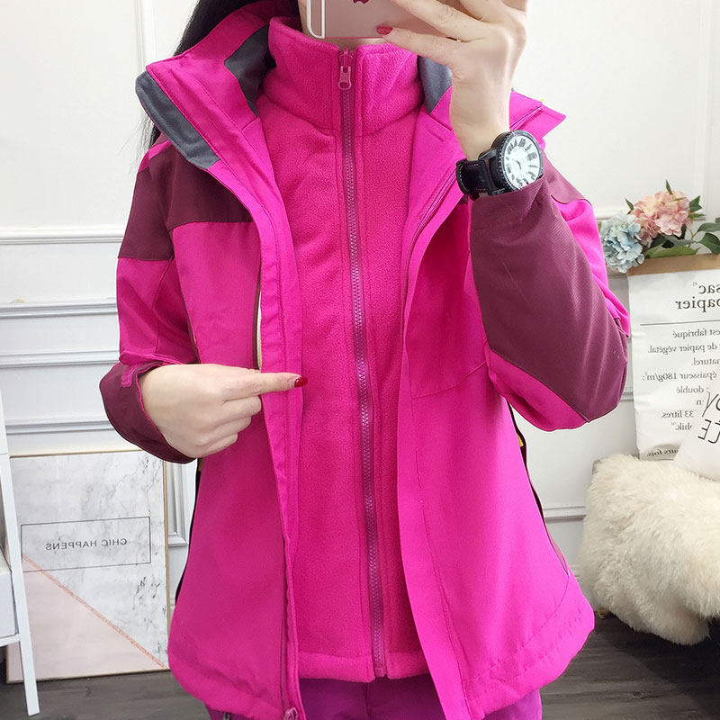 Outdoor jacket autumn and winter couple men and women three-in-one two-piece set detachable waterproof breathable hiking clothing