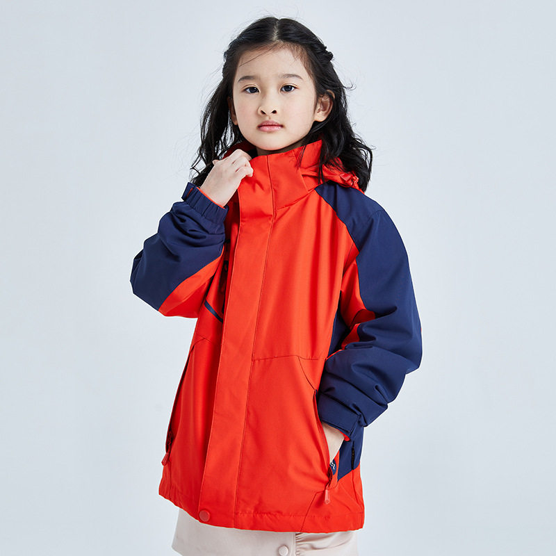 20 new children outdoor male and female child submachine clothes autumn winter three-in-one removable plus suede thickened school uniform customized