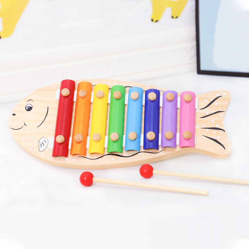 Kindergarten early education children's music enlightenment toys wooden fish hand knocking piano men and women treasure gifts 2-3-4 years old