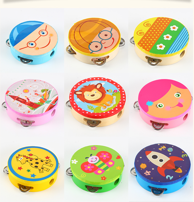 Trẻ mẫu giáo trống tay gõ trống gõ kèn tambourine biểu diễn múa tay chuông rung nhạc cụ đồ chơi khai sáng - Đồ chơi âm nhạc / nhạc cụ Chirldren đồ chơi cho bé 1 tuổi