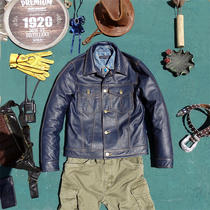 First layer cowhide storm rider genuine leather short leather jacket genuine leather leather jacket mens line denim top factory direct sale