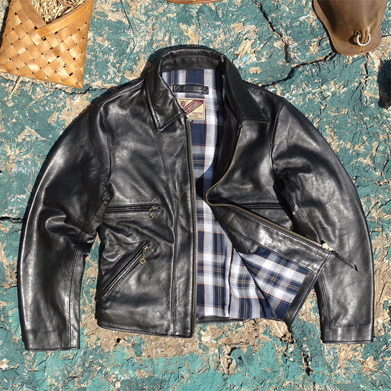 Freddy英式直拉真皮皮衣男多口袋修身翻领