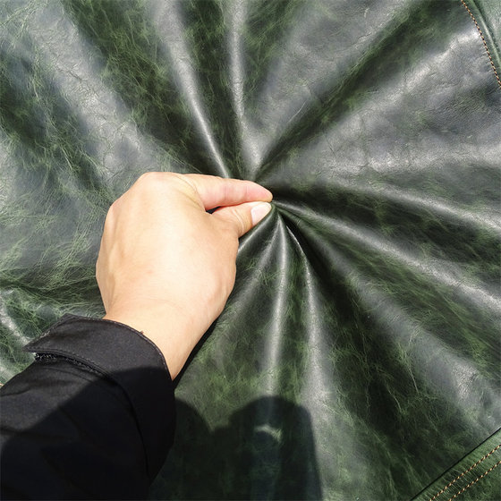 穆赫兰道原版！植鞣蜡染无涂油绿色小幼马皮真皮皮衣男翻领修身款