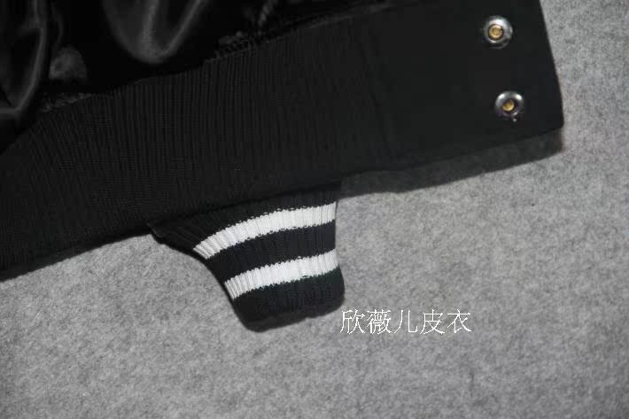 Chỉ có 20 miếng! New Slim Thời trang Hàn Quốc lớp trên cùng da tay áo len bóng chày áo khoác đồng phục nam ngắn phần đặc biệt áo bomber