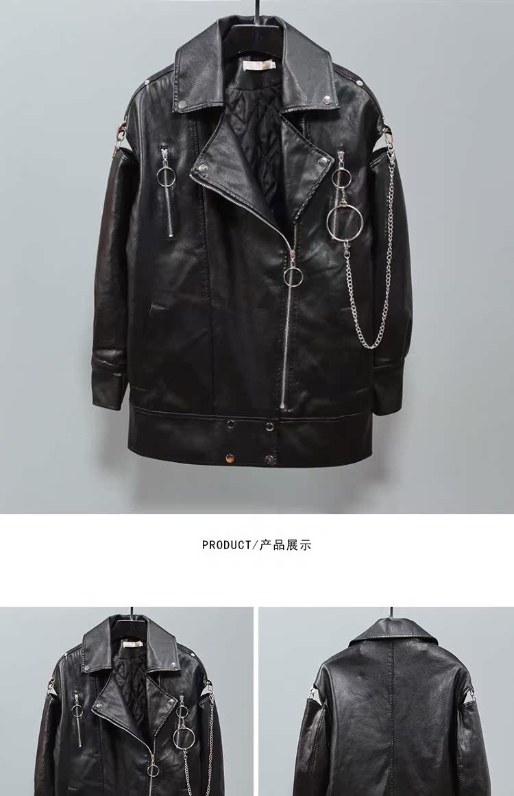 Thời trang đường phố nam quần áo rock cao đường phố nặng làm việc chuỗi phố xe máy giản dị áo khoác da PU áo parka nam
