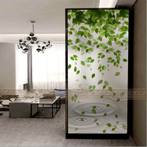 Modern art glass screen partition living room double-sided effect translucent modern Minimalist style living room dripping leaves