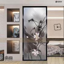 Custom art glass screen partition decoration living room frosted carved home decoration ceiling European style entrance craft ink painting