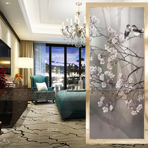 Screen partition art glass entrance background simple carved double-sided translucent shoe cabinet tempered decoration custom magpie