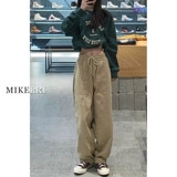 Хаки униформа медсестры для отдыха, весенние штаны, свободный прямой крой, высокая талия, тренд сезона, большой размер