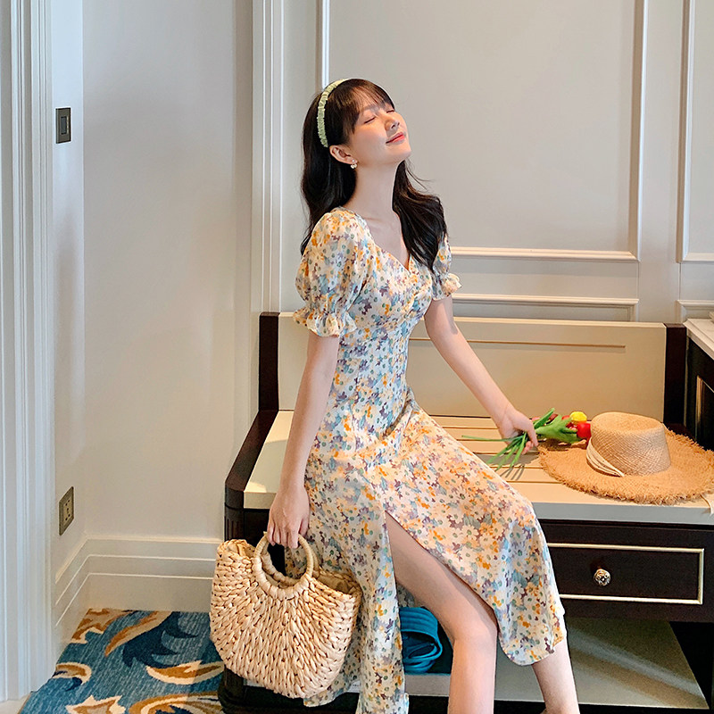 Broken Flowers Ocean Dress 2022 Spring Summer Style Tea Hysteria Nepotism Snowspun Temperament Long Skirt Fairy First Romance Nepotism Dress