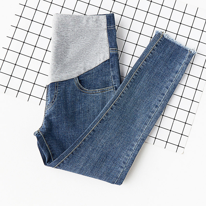 Pregnant Woman Jeans Fall Thin care Belly Small Foot Pencil Pants Spring Autumn Surrogacy Early 90% Lap Pants Outside