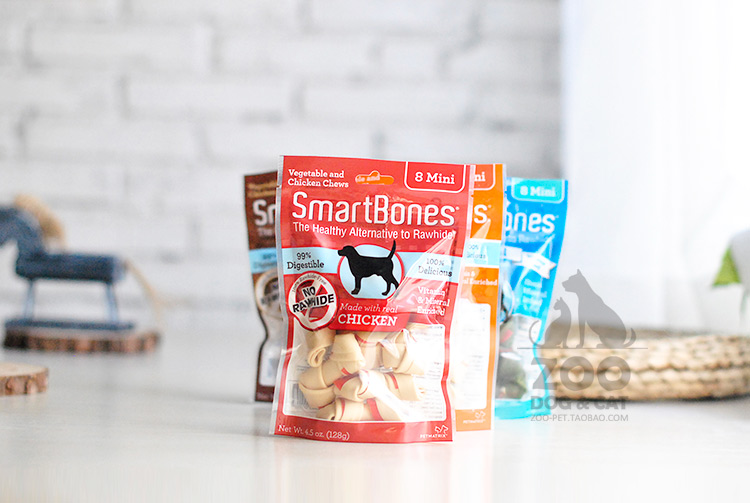 SmartBones làm sạch răng nhai chó ăn vặt răng hàm gà dính bơ đậu phộng răng khỏe mạnh 8 128g xương - Đồ ăn vặt cho chó bánh thường cho chó