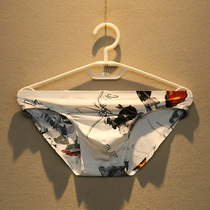 GICK mens ice silk underwear mens briefs summer ultra-thin cool seamless printed U pouch sexy shorts