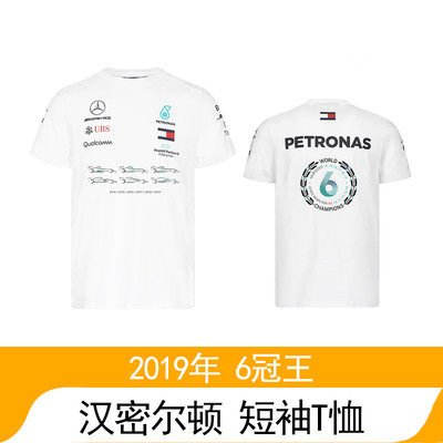 새로운 F1 레이싱 슈트 속건성 반팔 티셔츠 팀 슈트 2019 메르세데스-벤츠 W10 해밀턴 6 크라운 라운드 넥 티
