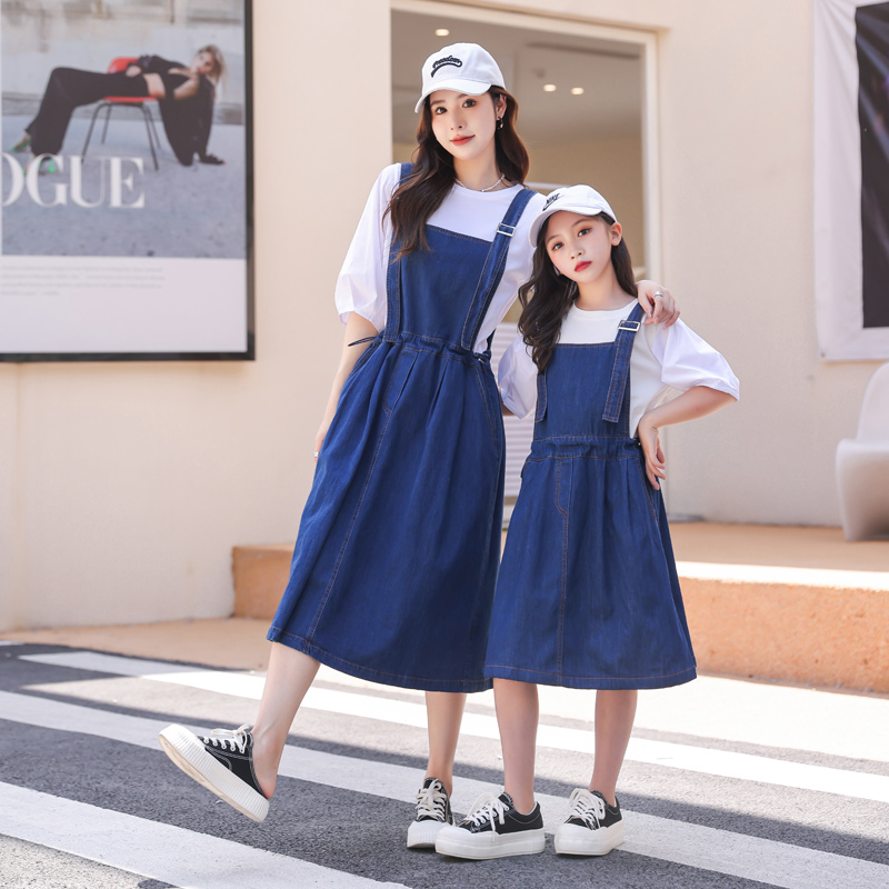 High-end pro-sub-dress Summer hug bag dress 2022 new female dress Long dress Skirt Denim Dress Children Short Sleeve Suit Fashion