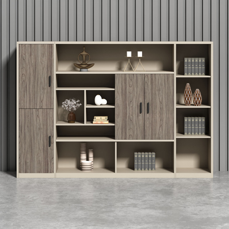 Office furniture panel floor-to-ceiling file cabinet modern minimalist high cabinet with lock mobile data cabinet 5-layer double-door bookcase