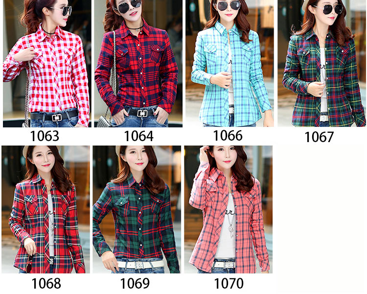 2018 cộng với áo nhung kẻ sọc ấm áp nữ dài tay rộng size rộng giản dị sơ mi uniqlo