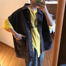 Sleeveless denim jacket womens 2021 spring and autumn Korean edition large size fat mm vest wild loose waistcoat denim