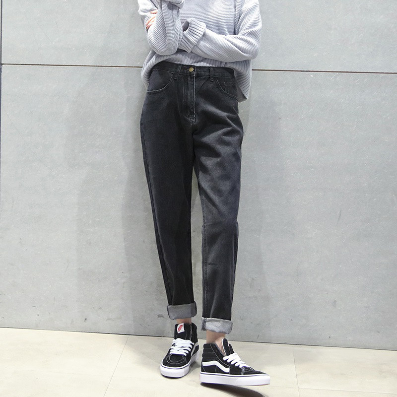 High waist 90% jeans Women's spring autumn large size size Fat mm2021 new Korean version loose slim straight drum wide pants