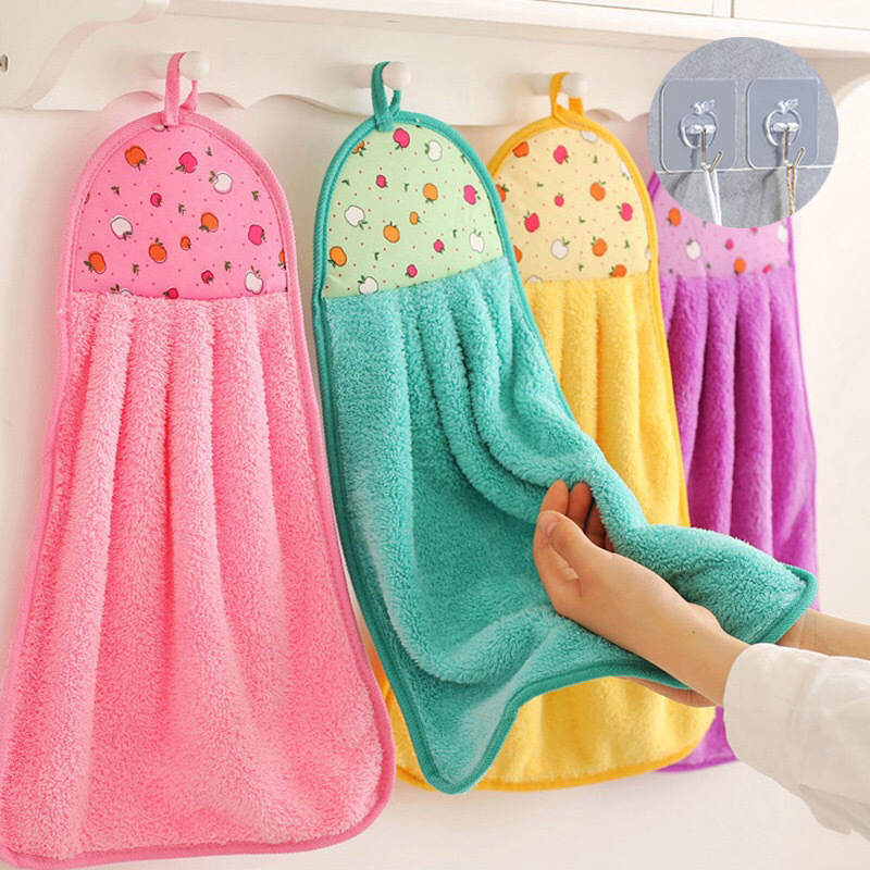 Wipe the hand towel hanging small towel to absorb water without dropping the woolen handkerchief Coral Suede Cute Children Cartoon Rag Kitchen Towels