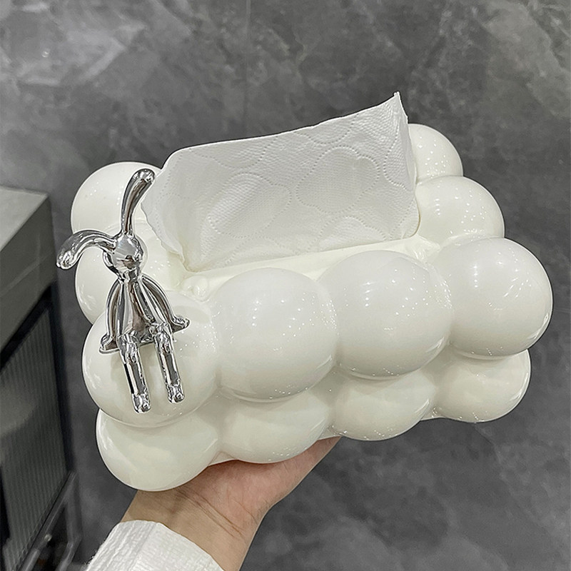 高颜值棉花糖纸巾盒轻奢创意客厅抽纸盒奶油风家用餐巾纸抽盒摆件