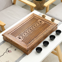 Chicken wing wood tea tray Solid wood household small tea table water storage rectangular simple drawer storage and drainage tray tea sea
