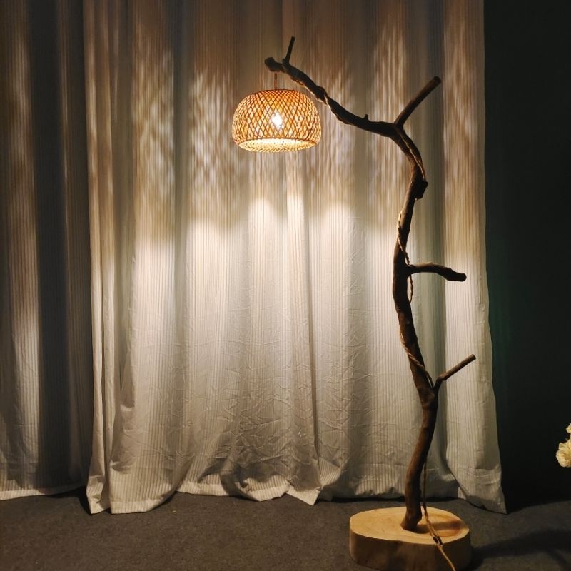 Wabi-Sabi Retro Style Natural Branch Floor Lamp Chinese Tea Room Floor Lamp Living Room Bedroom Atmosphere Lamp Zen Lamp