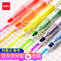 Able S627 Fluorescent Pen Student Scratches Color Mark Pen Thickness Double Headcount Pen 6 Stationery Suit