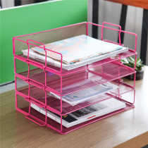 Office supplies Metal desktop file holder File frame Four-layer file rack A4 data rack Office storage rack
