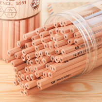 Del log pencil HB 2B primary school pencil 50 barrel examination pencil hexagonal grip pen stationery