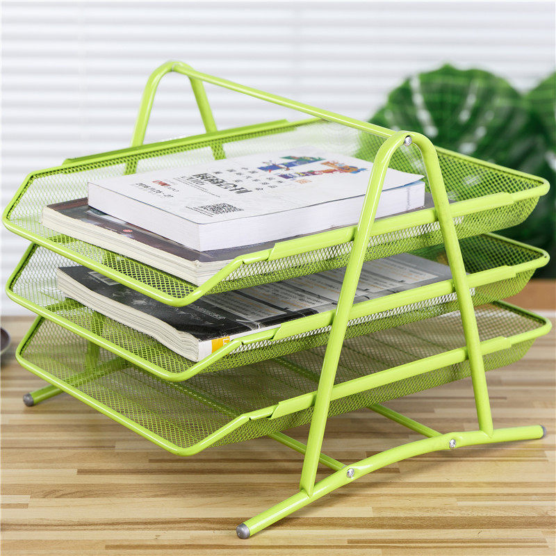 Office Supplies Metal iron mesh three-layer File disc File Block Pumping Information Shelf Multilayer desk surface finishing frame