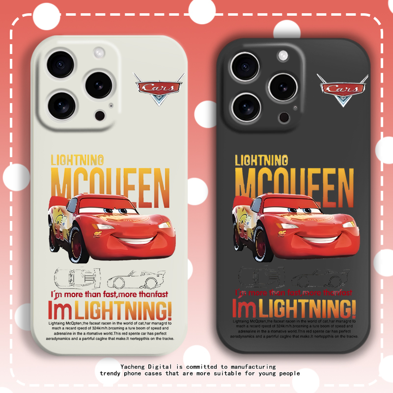Lightning Mcqueen Phone Case Compatible with Apple 17 Pro Max, Xiaomi 15, Liquid Silicone 16, Oppo, Redmi, Vivo, Honor Protective Cover, Huawei Pura 70, American Animated Cars Movie